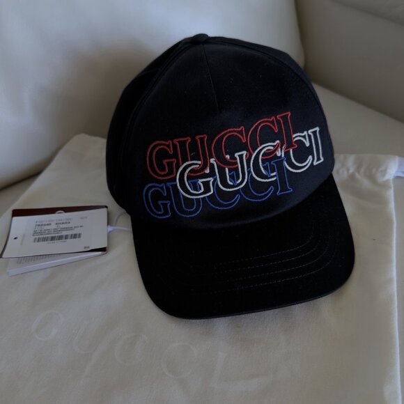NWT GUCCI Baseball Cap This Season'S Logo Navy Cap Size M 58 Cm - Picture 4 of 10